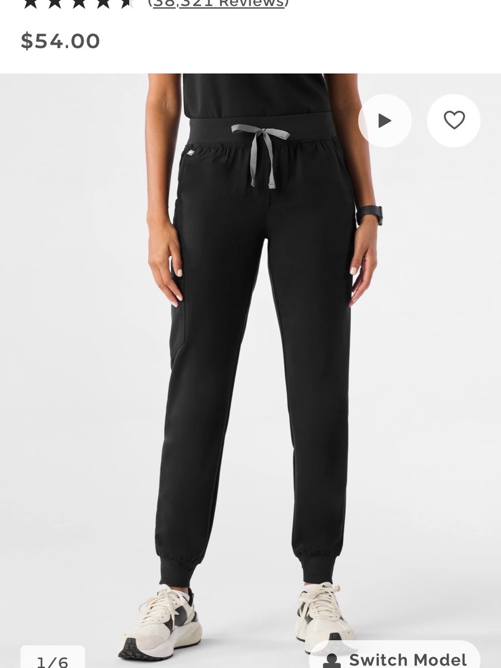 Figs Black Jogger Pants with Gray Drawstring
